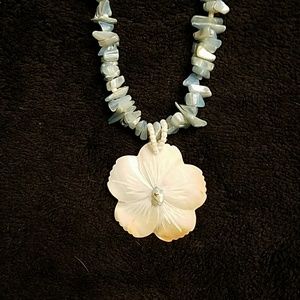 Ocean stones beach necklace with flower